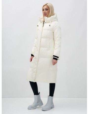 Длинный зимний пуховик с капюшоном для женщин.