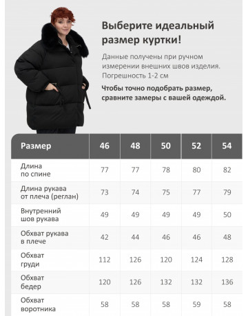 Женский чёрный пуховик с мехом и капюшоном.