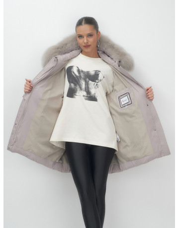 Пуховик с мехом песца зимний премиум-класса