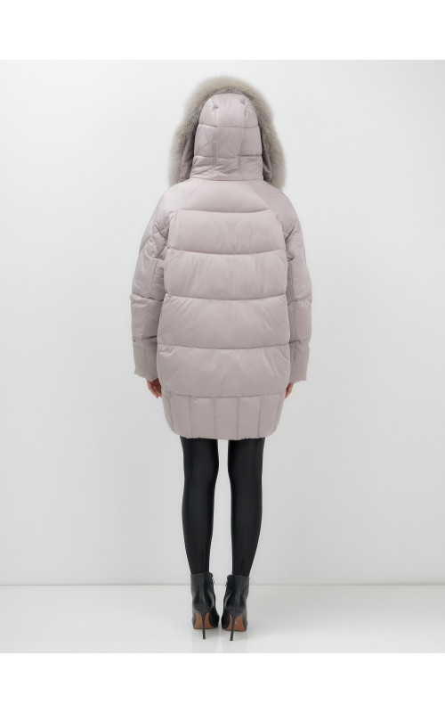 Пуховик с мехом песца зимний премиум-класса