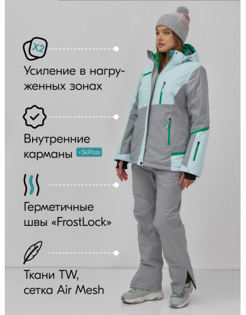 Женский горнолыжный костюм зимний голубой
