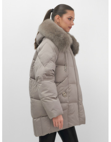 Пуховик с мехом песца зимний премиальный