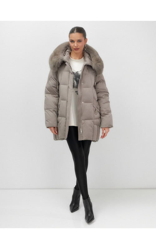 Пуховик с мехом песца зимний премиальный