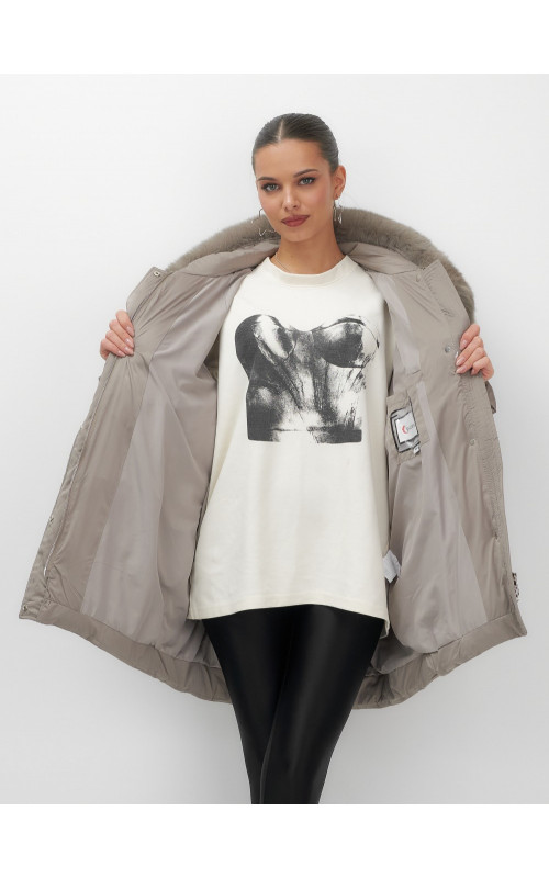 Пуховик с мехом песца зимний премиальный