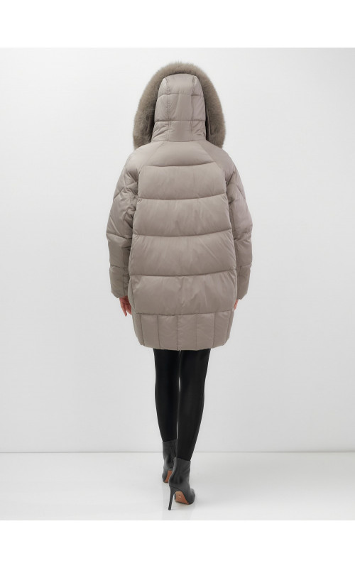 Пуховик с мехом песца зимний премиальный