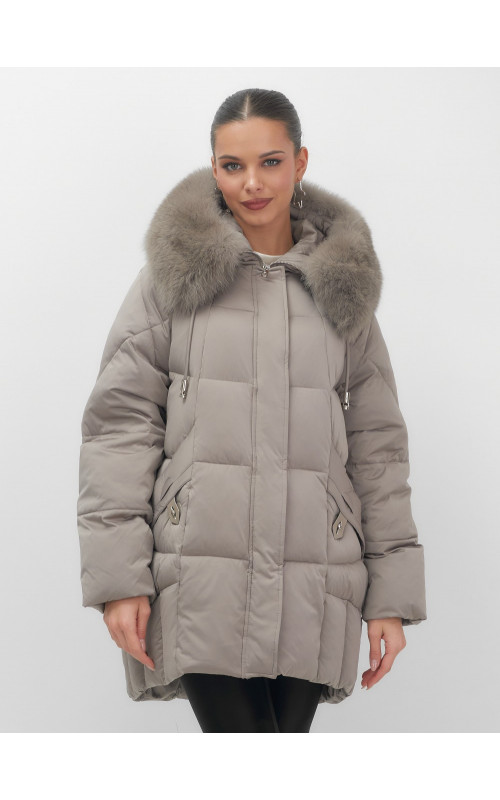 Пуховик с мехом песца зимний премиальный