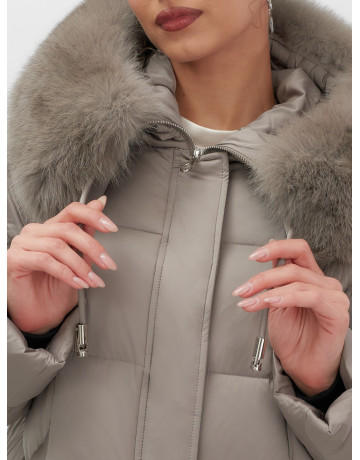 Пуховик с мехом песца зимний премиальный