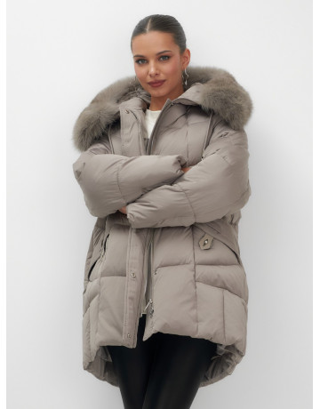 Пуховик с мехом песца зимний премиальный