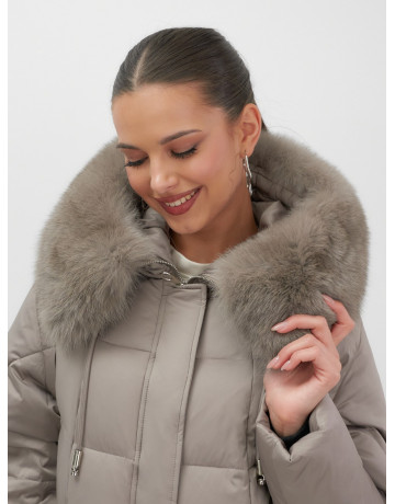 Пуховик с мехом песца зимний премиальный