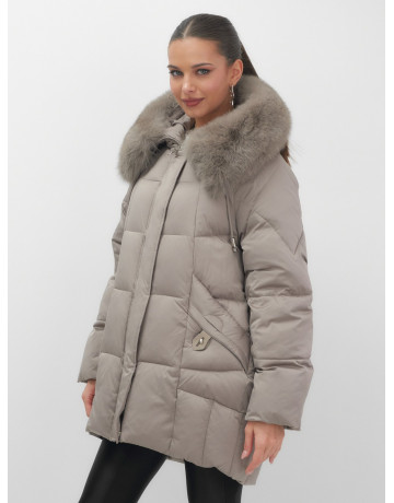 Пуховик с мехом песца зимний премиальный