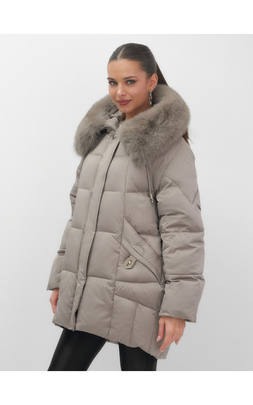 Пуховик с мехом песца зимний премиальный