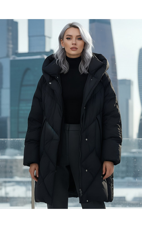 Длинный женский пуховик для зимы
