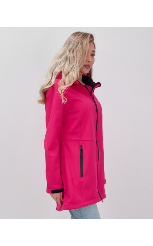 Женская спортивная парка с капюшоном softshell, розовая.