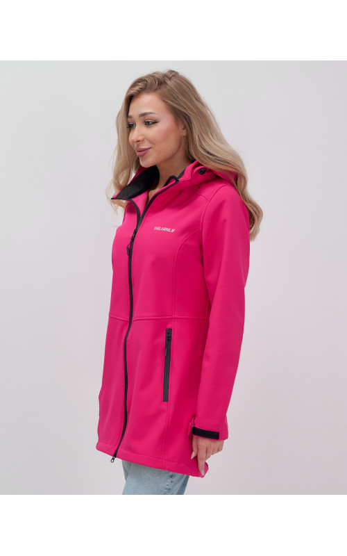 Женская спортивная парка с капюшоном softshell, розовая.