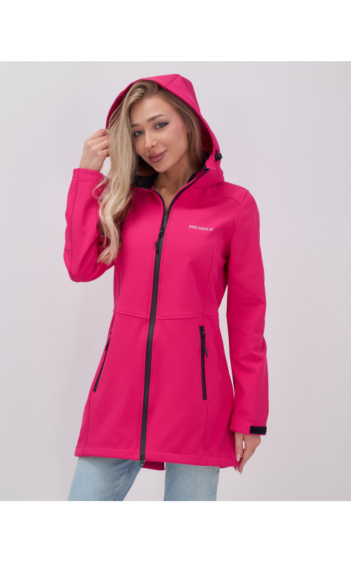 Женская спортивная парка с капюшоном softshell, розовая.