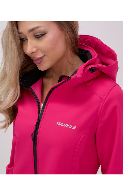 Женская спортивная парка с капюшоном softshell, розовая.