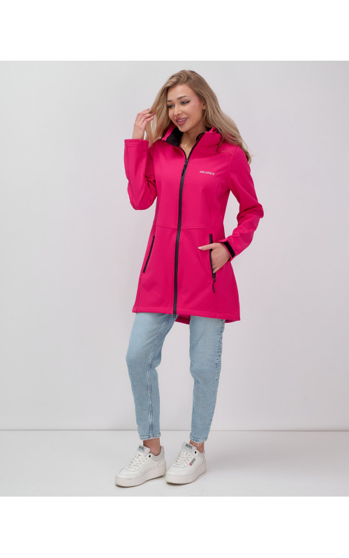 Женская спортивная парка с капюшоном softshell, розовая.