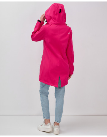 Женская спортивная парка с капюшоном softshell, розовая.