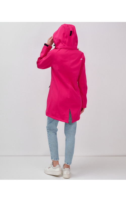 Женская спортивная парка с капюшоном softshell, розовая.
