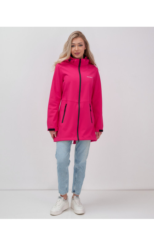 Женская спортивная парка с капюшоном softshell, розовая.