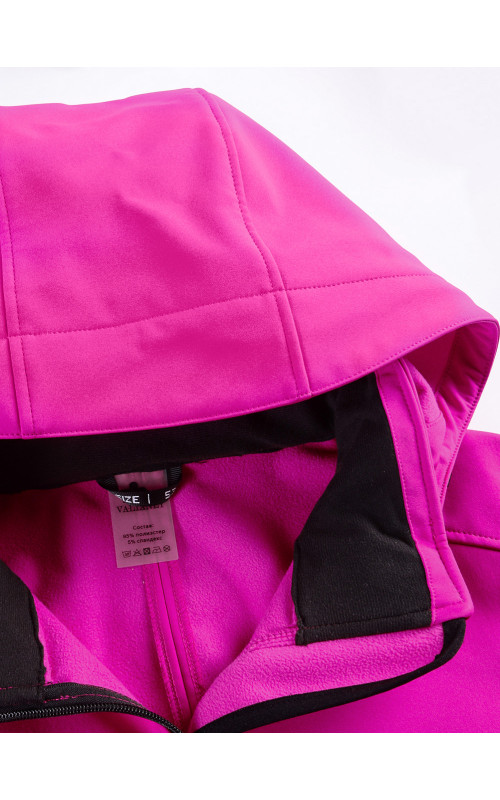 Женская спортивная парка с капюшоном softshell, розовая.