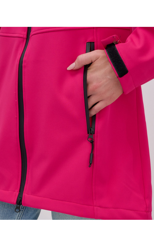 Женская спортивная парка с капюшоном softshell, розовая.
