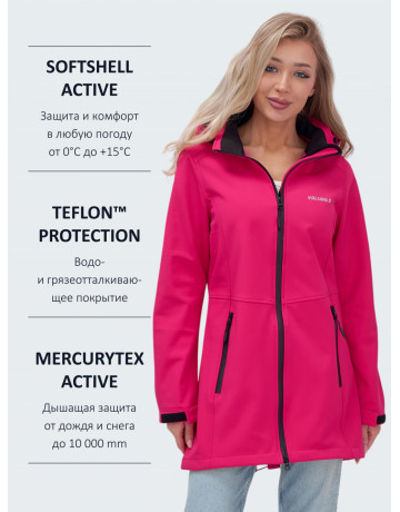 Женская спортивная парка с капюшоном softshell, розовая.