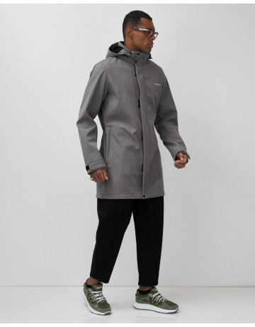 Мужская спортивная парка с капюшоном, softshell, серая