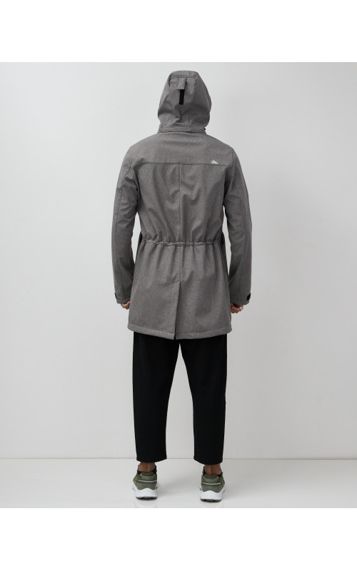 Мужская спортивная парка с капюшоном, softshell, серая