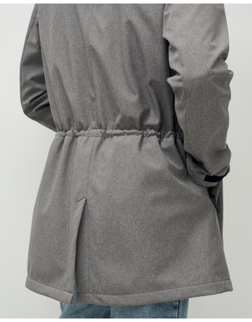 Мужская спортивная парка с капюшоном, softshell, серая