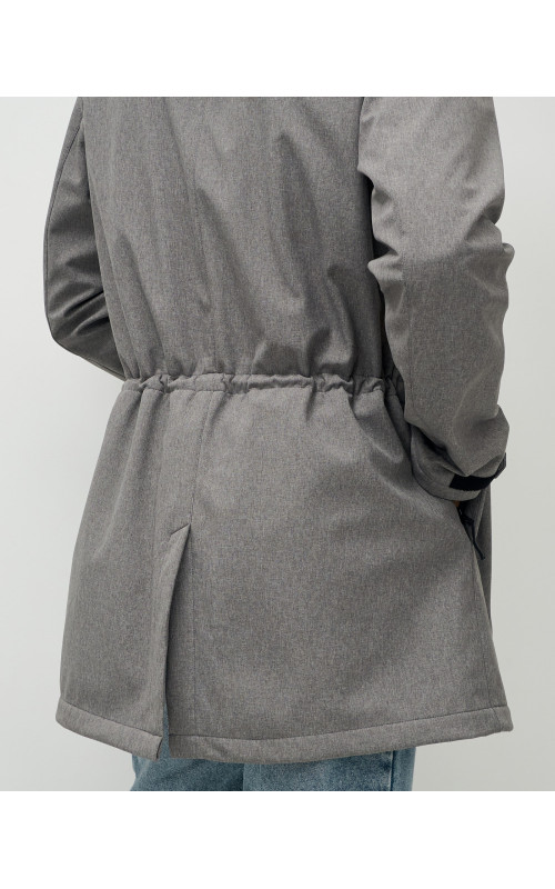 Мужская спортивная парка с капюшоном, softshell, серая