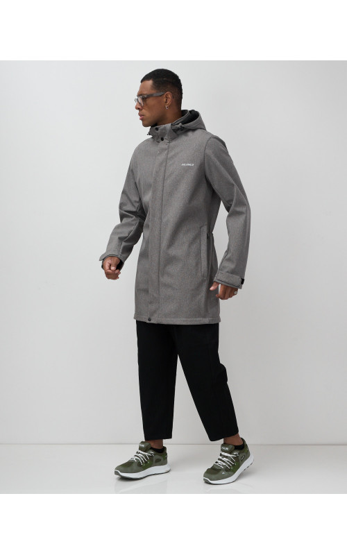 Мужская спортивная парка с капюшоном, softshell, серая