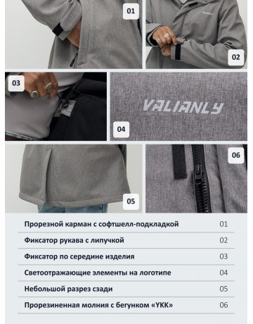 Мужская спортивная парка с капюшоном, softshell, серая