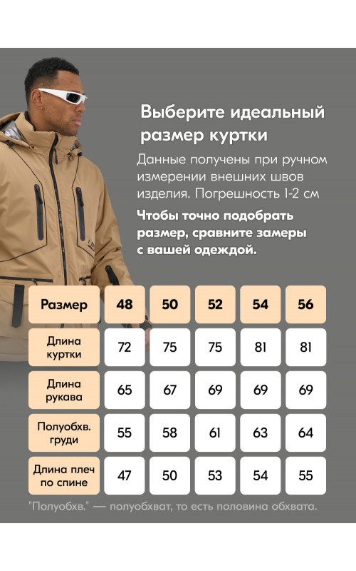 Мужской горнолыжный костюм зимний бежевый
