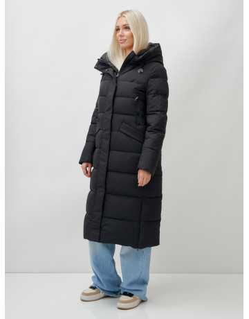 Длинный зимний пуховик с капюшоном для женщин.