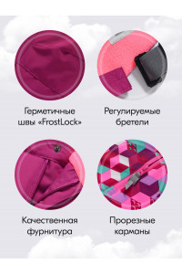 Розовый горнолыжный костюм для девочки зимой