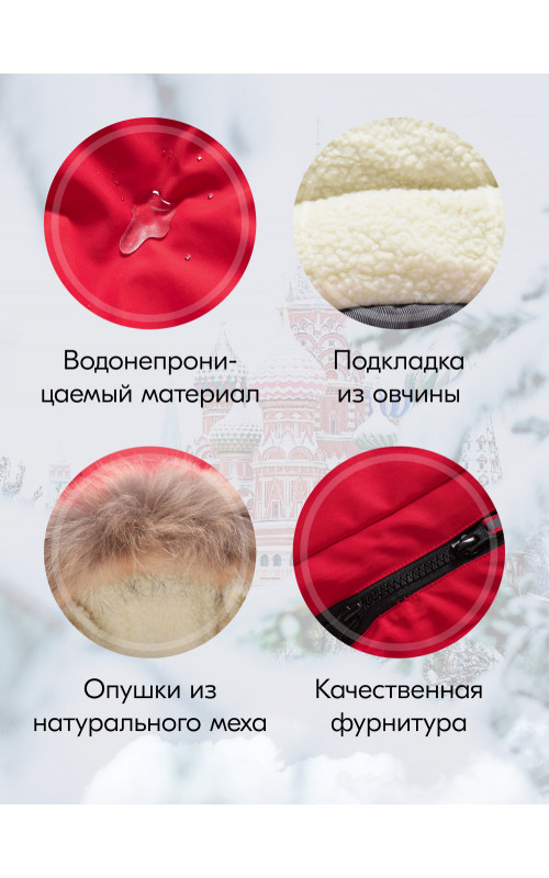 Зимняя куртка-парка для девочки-подростка с капюшоном и мехом, красная