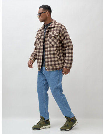 Мужская шерстяная рубашка прямого кроя в клетку.