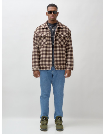 Мужская шерстяная рубашка прямого кроя в клетку.