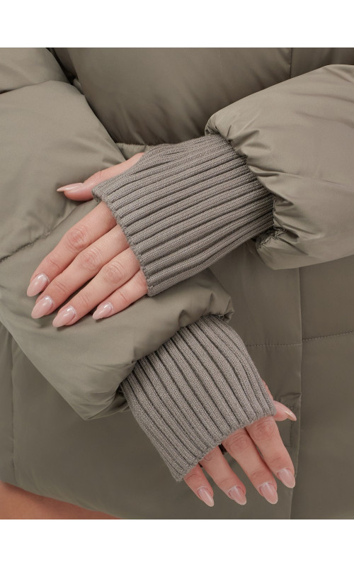 Пуховик с мехом песца, зима 2025, свободный крой