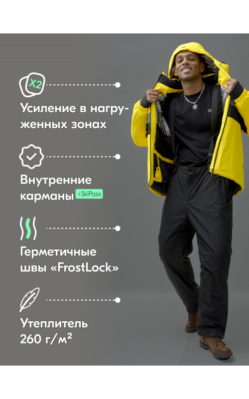 Мужской горнолыжный костюм зимний жёлтый