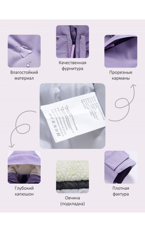 Зимняя парка для девочки-подростка с меховой подкладкой и ветро- и влагоотталкивающей тканью.