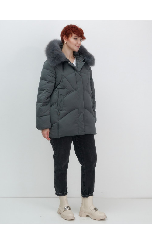 Пуховик для женщин с мехом песца