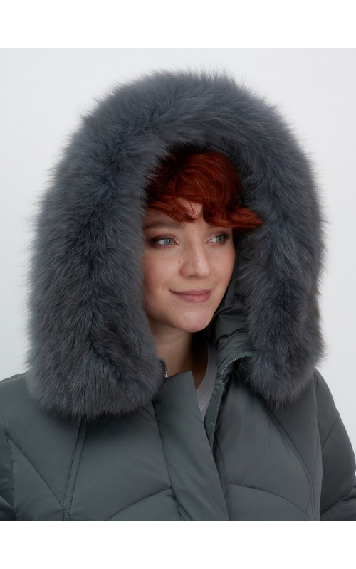 Пуховик для женщин с мехом песца