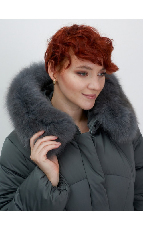 Пуховик для женщин с мехом песца