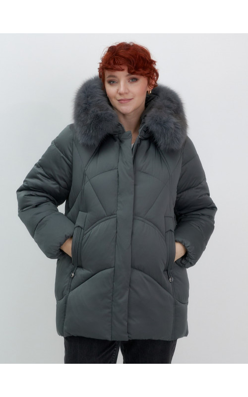 Пуховик для женщин с мехом песца