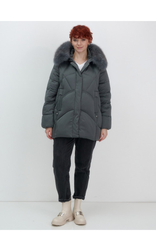 Пуховик для женщин с мехом песца
