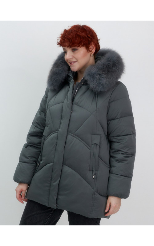 Пуховик для женщин с мехом песца