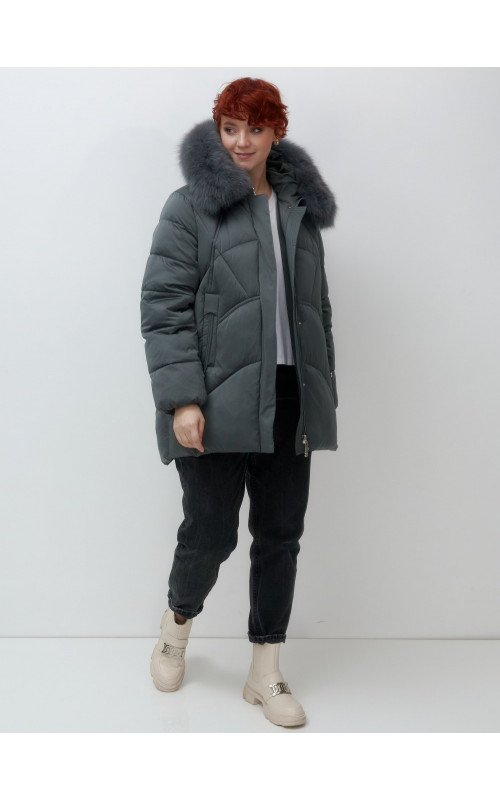 Пуховик для женщин с мехом песца