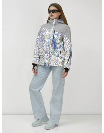 Женская горнолыжная куртка, светло-серый, зима.